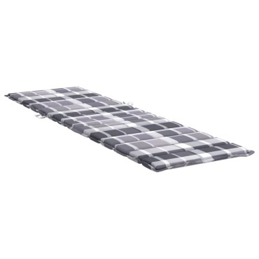 vidaXL Μαξιλάρι Ξαπλώστρας Γκρι Καρό 200x70x3cm από Ύφασμα Oxford