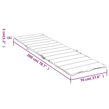 vidaXL Μαξιλάρι Ξαπλώστρας Γκρι Καρό 200x70x3cm από Ύφασμα Oxford