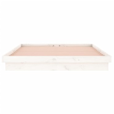 vidaXL Πλαίσιο Κρεβατιού με LED Λευκό 120 x 200 εκ. από Μασίφ Ξύλο
