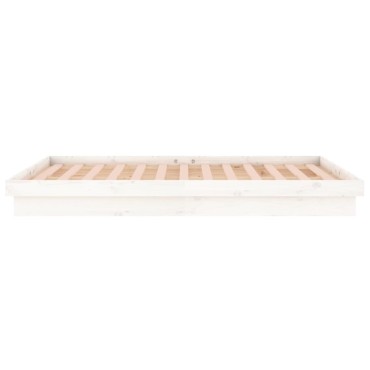 vidaXL Πλαίσιο Κρεβατιού με LED Λευκό 120 x 200 εκ. από Μασίφ Ξύλο