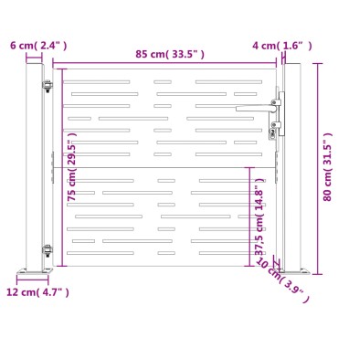 vidaXL Πύλη Κήπου με Τετράγωνο Σχέδιο 105 x 80 εκ. από Ατσάλι Corten