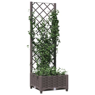 vidaXL Ζαρντινιέρα Κήπου με Καφασωτό Καφέ 40 x 40 x 121,5 εκ. από PP