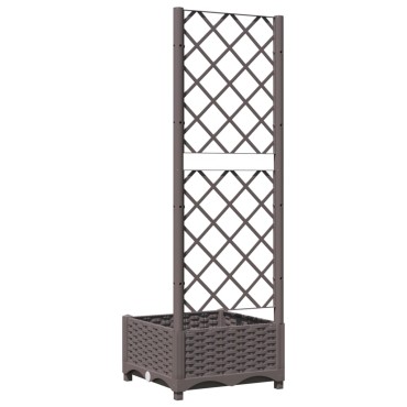 vidaXL Ζαρντινιέρα Κήπου με Καφασωτό Καφέ 40 x 40 x 121,5 εκ. από PP