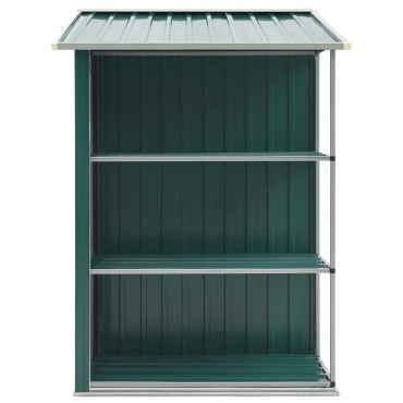 vidaXL Αποθήκη Κήπου με Ράφια Πράσινη 205 x 130 x 183 εκ. Σιδερένια