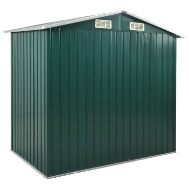 vidaXL Αποθήκη Κήπου με Ράφια Πράσινη 205 x 130 x 183 εκ. Σιδερένια