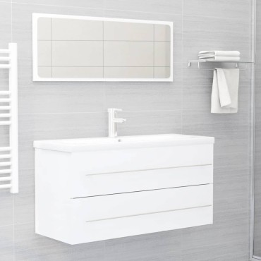 vidaXL Ντουλάπι Νιπτήρα Λευκό 100x38,5x48cm από Επεξ. Ξύλο 1 τεμ.