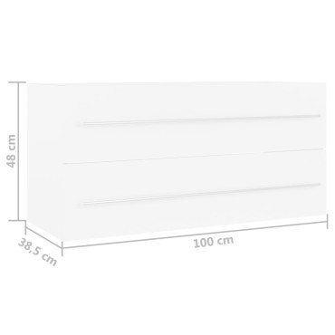 vidaXL Ντουλάπι Νιπτήρα Λευκό 100x38,5x48cm από Επεξ. Ξύλο 1 τεμ.