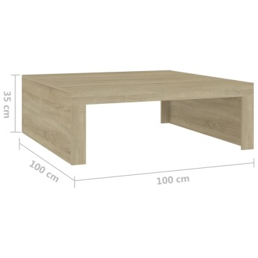 vidaXL Τραπεζάκι Σαλονιού Sonoma Δρυς 100x100x35cm από Επεξ. Ξύλο 1 τεμ.