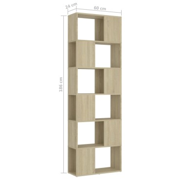 vidaXL Βιβλιοθήκη/Διαχωρισ. Χώρου Sonoma Δρυς 60x24x186cm Μοριοσανίδα 1 τεμ.