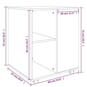 vidaXL Ντουλάπι Με Ροδάκια Καπνιστή Δρυς 60x53x72cm Επεξεργ. Ξύλο 1 τεμ.