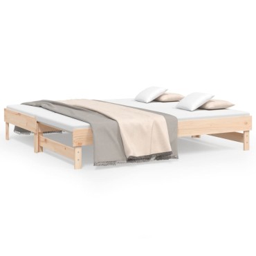 vidaXL Καναπές Κρεβάτι Συρόμενος 2x(75x190) εκ. Μασίφ Ξύλο Πεύκου