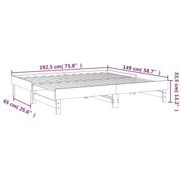 vidaXL Καναπές Κρεβάτι Συρόμενος 2x(75x190) εκ. Μασίφ Ξύλο Πεύκου