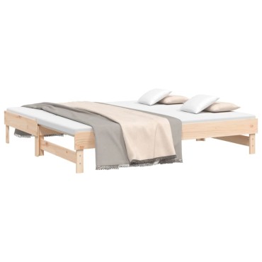 vidaXL Καναπές Κρεβάτι Συρόμενος 2x(75x190) εκ. Μασίφ Ξύλο Πεύκου