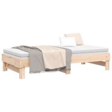 vidaXL Καναπές Κρεβάτι Συρόμενος 2x(75x190) εκ. Μασίφ Ξύλο Πεύκου