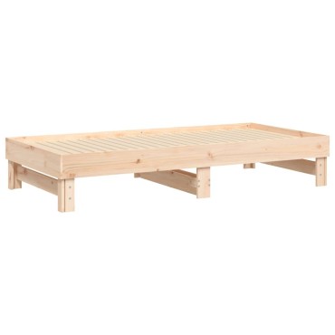 vidaXL Καναπές Κρεβάτι Συρόμενος 2x(75x190) εκ. Μασίφ Ξύλο Πεύκου