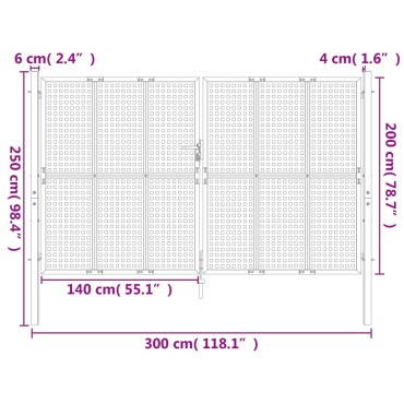 vidaXL Πύλη Κήπου Ανθρακί 300 x 200 εκ. Ατσάλινη
