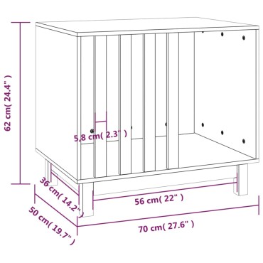 vidaXL Σπιτάκι Σκύλου Λευκό 70 x 50 x 62 εκ. από Μασίφ Ξύλο Πεύκου
