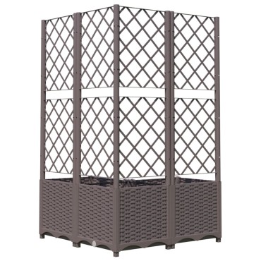 vidaXL Ζαρντινιέρα Κήπου με Καφασωτό Καφέ 80 x 80 x 136 εκ. από PP