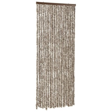 vidaXL Σήτα - Κουρτίνα Πόρτας Taupe / Λευκό 56 x 185 εκ. από Σενίλ