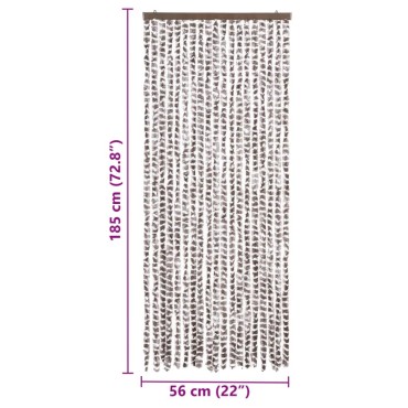 vidaXL Σήτα - Κουρτίνα Πόρτας Taupe / Λευκό 56 x 185 εκ. από Σενίλ