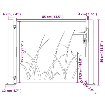 vidaXL Πύλη Κήπου με Σχέδιο Γρασίδι 105 x 80 εκ. από Ατσάλι Corten