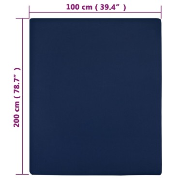 vidaXL Σεντόνια με Λάστιχο 2 τεμ. Μπλε 100x200 εκ. Βαμβακερό Ζέρσεϊ