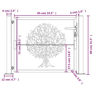 vidaXL Πύλη Κήπου με Σχέδιο Δέντρου 105x80 εκ. από Ατσάλι Corten