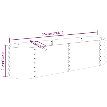 vidaXL Ζαρντινιέρα Ασημί 152x40x36 εκ. Ατσάλι με Ηλεκτρ. Βαφή Πούδρας