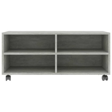 vidaXL Έπιπλο TV με Ρόδες Γκρι Σκυροδέματος 90x35x35cm Επεξ. Ξύλο