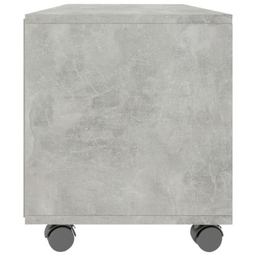 vidaXL Έπιπλο TV με Ρόδες Γκρι Σκυροδέματος 90x35x35cm Επεξ. Ξύλο