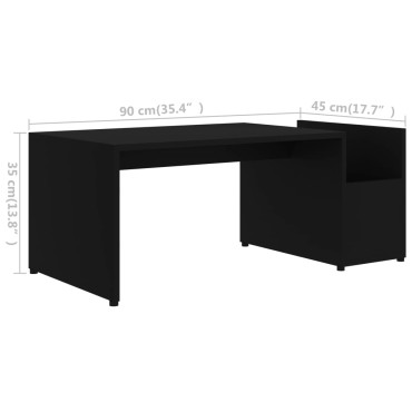 vidaXL Τραπεζάκι Σαλονιού Μαύρο 90x45x35cm από Επεξ. Ξύλο 1 τεμ.