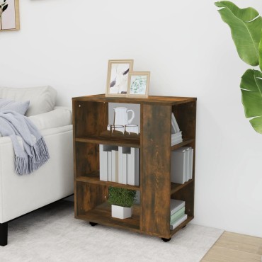 vidaXL Ντουλάπι Με Ροδάκια Καπνιστή Δρυς 60x35x75cm Επεξ. Ξύλο 1 τεμ.