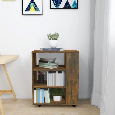 vidaXL Ντουλάπι Με Ροδάκια Καπνιστή Δρυς 60x35x75cm Επεξ. Ξύλο 1 τεμ.