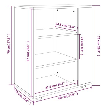 vidaXL Ντουλάπι Με Ροδάκια Καπνιστή Δρυς 60x35x75cm Επεξ. Ξύλο 1 τεμ.