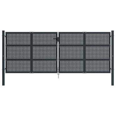 vidaXL Πύλη Κήπου Ανθρακί 400 x 150 εκ. Ατσάλινη