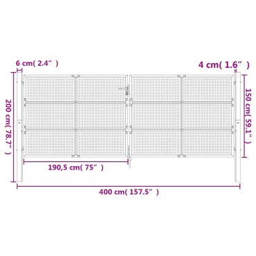 vidaXL Πύλη Κήπου Ανθρακί 400 x 150 εκ. Ατσάλινη