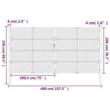 vidaXL Πύλη Κήπου Ανθρακί 400 x 200 εκ. Ατσάλινη