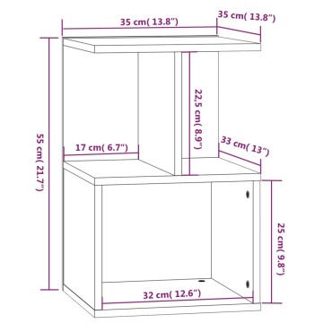 vidaXL Κομοδίνο Γκρι Sonoma 35x35x55cm από Επεξεργασμένο Ξύλο 1 τεμ.