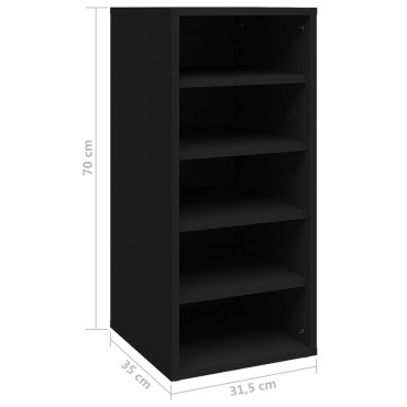 vidaXL Παπουτσοθήκη Μαύρη 31,5x35x70cm από Μοριοσανίδα