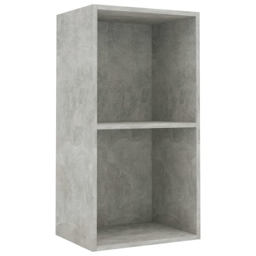 vidaXL Βιβλιοθήκη με 2 Ράφια Γκρι Σκυροδεμ. 40x30x76,5cm Μοριοσανίδα 1 τεμ.