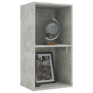 vidaXL Βιβλιοθήκη με 2 Ράφια Γκρι Σκυροδεμ. 40x30x76,5cm Μοριοσανίδα 1 τεμ.