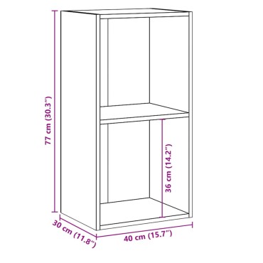 vidaXL Βιβλιοθήκη με 2 Ράφια Γκρι Σκυροδεμ. 40x30x76,5cm Μοριοσανίδα 1 τεμ.