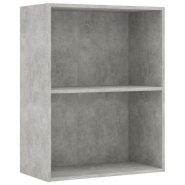 vidaXL Βιβλιοθήκη με 2 Ράφια Γκρι Σκυροδεμ. 60x30x76,5cm Μοριοσανίδα 1 τεμ.