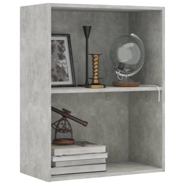 vidaXL Βιβλιοθήκη με 2 Ράφια Γκρι Σκυροδεμ. 60x30x76,5cm Μοριοσανίδα 1 τεμ.