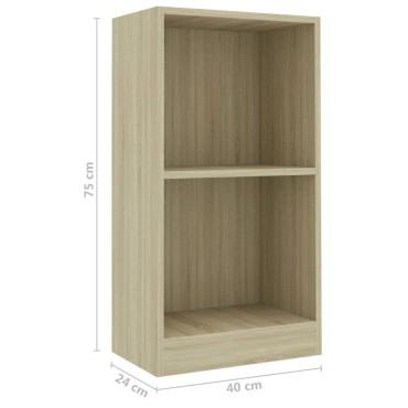 vidaXL Βιβλιοθήκη Χρώμα Sonoma Δρυς 40x24x75cm από Μοριοσανίδα 1 τεμ.