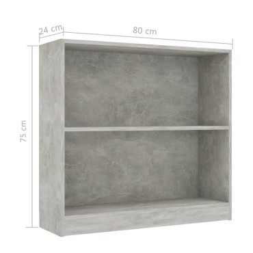 vidaXL Βιβλιοθήκη Γκρι του Σκυροδέματος 80x24x75cm Μοριοσανίδα 1 τεμ.