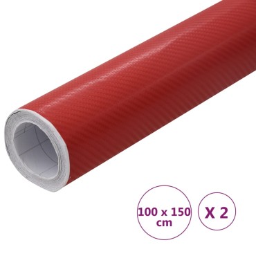 vidaXL Μεμβράνες Αυτοκινήτου 4D 2 τεμ. Κόκκινες 100 x 150 εκ.