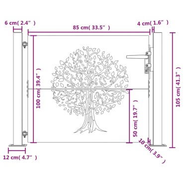 vidaXL Πύλη Κήπου με Σχέδιο Δέντρου 105 x 105 εκ. από Ατσάλι Corten