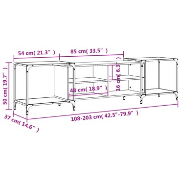 vidaXL Έπιπλο Τηλεόρασης Γκρι Sonoma 203x37x50cm Επεξεργ. Ξύλο