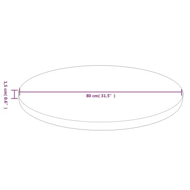 vidaXL Επιφάνεια Τραπεζιού Στρογγυλή Σκ. Καφέ 80x1,5cm Ξύλο Δρυς 1 τεμ.